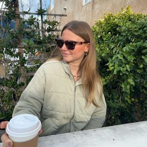 Green quilted jacket
